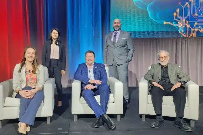 Photo of NANS panel of guests with Dr. Rany Abdallah standing on right.