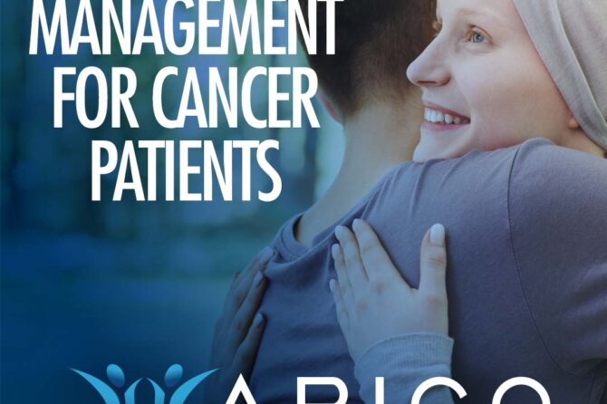 Photo of cancer patient smiling, being hugged