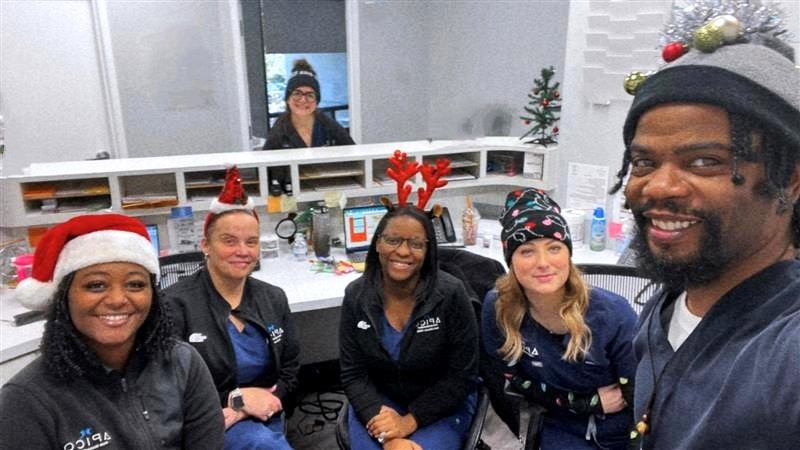 Image of APICO Pain Management™ staff in hoiday attire at the Bear, Delaware office